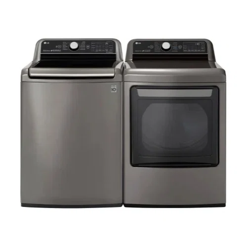 LG LGWADRGV8002 Side-by-Side Washer & Dryer Set with Top Load Washer and Gas Dryer in Graphite Steel