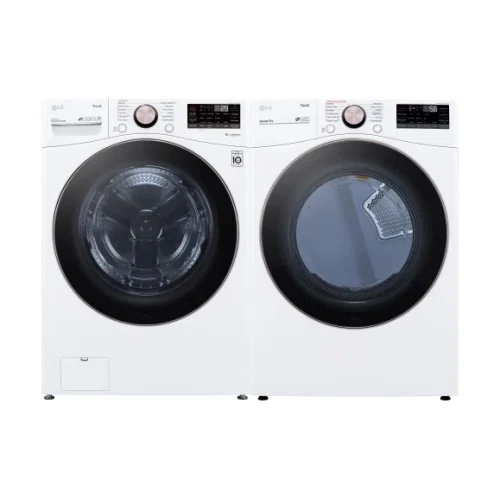 LG LGWADRGW40001 Side-by-Side Washer & Dryer Set with Front Load Washer and Gas Dryer in White