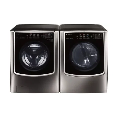 LG Signature TurboWash Series LGWADRGBS96 Side-by-Side Washer & Dryer Set with Front Load Washer and Gas Dryer in Black Stainless Steel