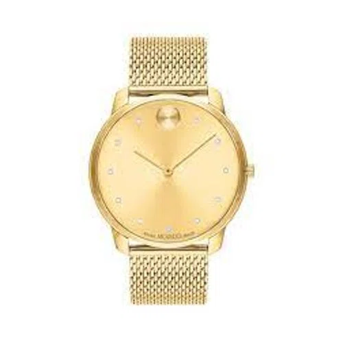 Movado Bold Thin Gold Toned Dial and Mesh Bracelet Watch