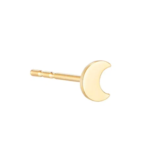 Musemond Tiny Crescent Moon Stud- 14K Gold