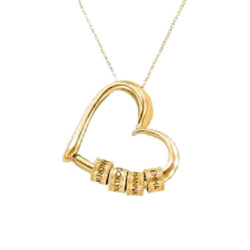 MYKA Charming Heart Necklace with Engraved Beads