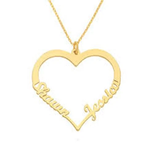 MYKA Contour Heart Pendant Necklace with Two Names