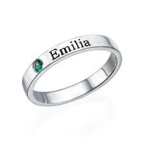 MYKA Stackable Birthstone Name Ring