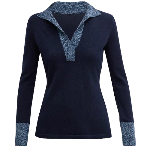 Neiman Marcus Cashmere Marled Polo Sweater