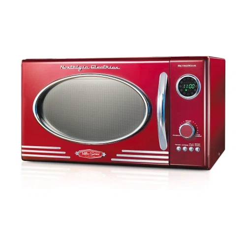 Nostalgia Retro 0.9 Cubic Foot 800-Watt Countertop Microwave Oven - Retro Red
