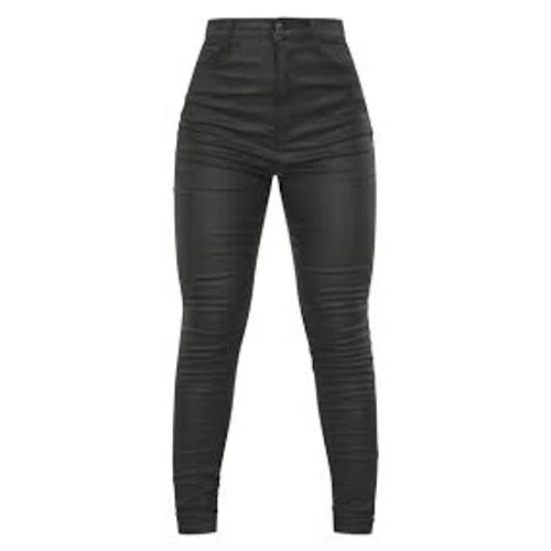 PrettyLittleThing Black Hourglass Coated Skinny Jeans