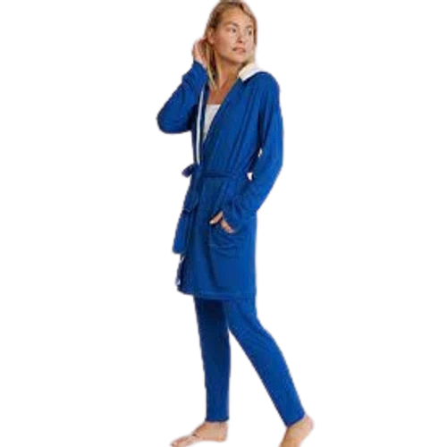 Pure Fiber Hooded Jersey Robe & Pants Loungewear