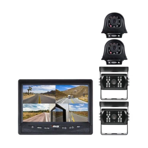 Rear View Safety Backup Camera System with Quad View Monitor