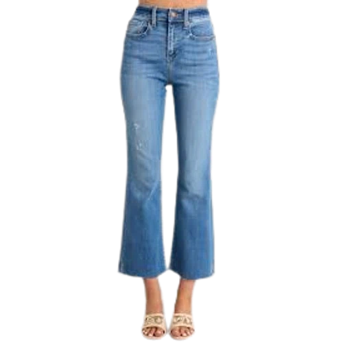 Red Dress Forgetting You Medium Wash Cropped Flare Jeans