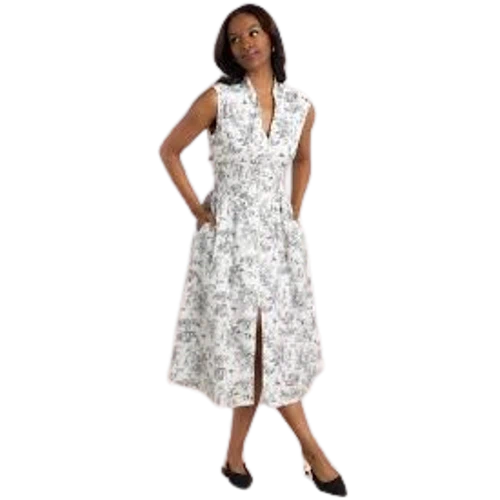 Red Dress Same Old Me Ivory & Black Toile Midi Dress