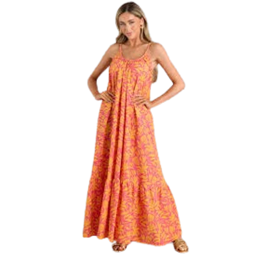 Red Dress The Game Is On Pink Multi Print Maxi Dress