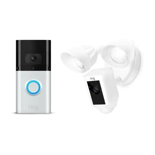 Ring 1080P Wired and Wireless Video Door Bell 3 Plus with Floodlight Cam
