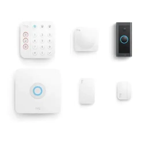 Ring 5-Piece Alarm Security Kit + Video Doorbell Wired