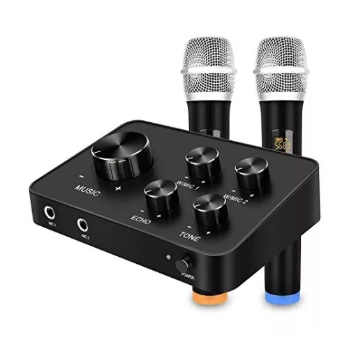 Rybozen Portable Karaoke Microphone Mixer System Set