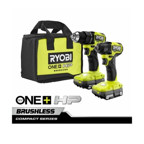 Ryobi 18V ONE+ HP Compact Brushless Drill and Impact Driver 2-Tool Kit