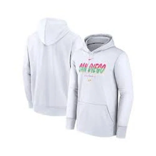 San Diego Padres Women's Nike White City Connect Pregame Performance Pullover Hoodie