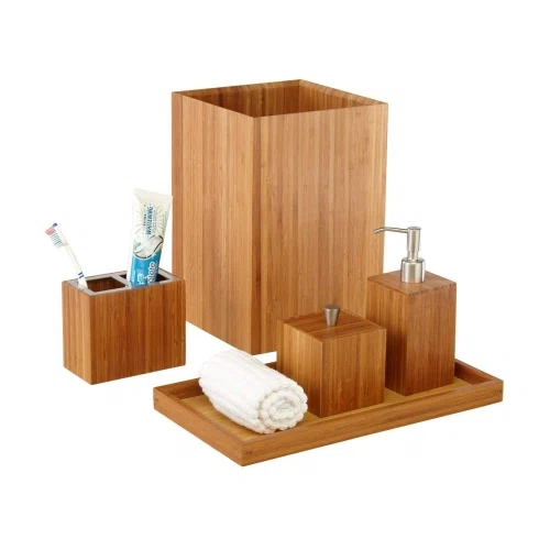 Seville Classics Bamboo Bath and Vanity Accessory Set