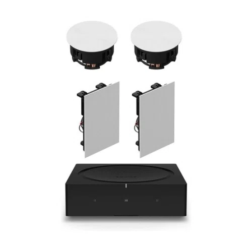 Sonos In-Ceiling Speaker Pair with Sonos In-Wall Speaker Pair and Sonos Amp Wireless Hi-Fi Player