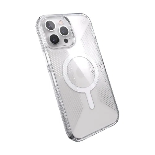 Speck Presidio Perfect Clear with Grips Compatible with Magsafe iPhone 13 Pro Max Cases
