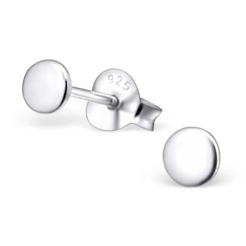 Studio Jewellery Flat Round Disc Silver Sleeper Studs