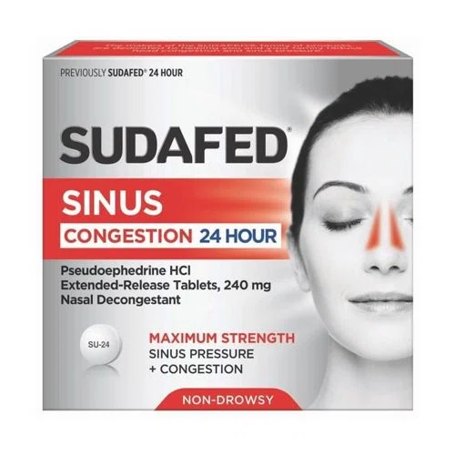 Sudafed 24-Hour Maximum Strength Sinus Congestion Relief 