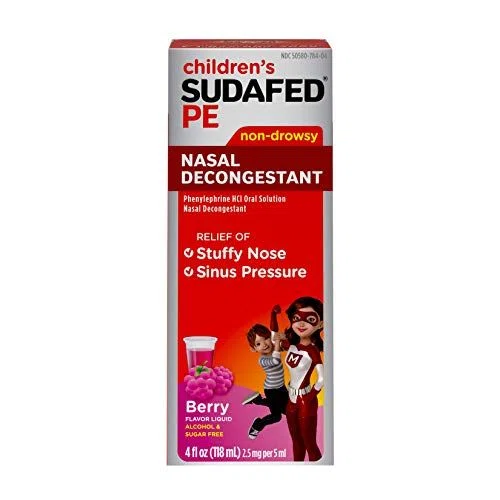 Sudafed PE Nasal Decongestant Liquid for Kids