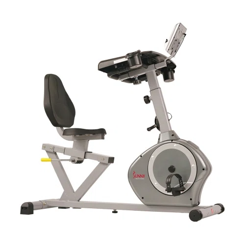 Sunny Health & Fitness Magnetic Recumbent Exercise Bike with Desk
