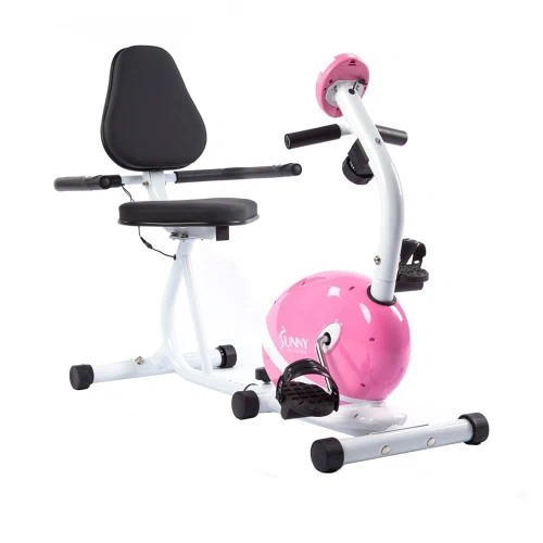 Sunny Health & Fitness Pink Recumbent Exercise Bike Magnetic Resistance