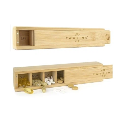 TabTime Bamboo Pill Box