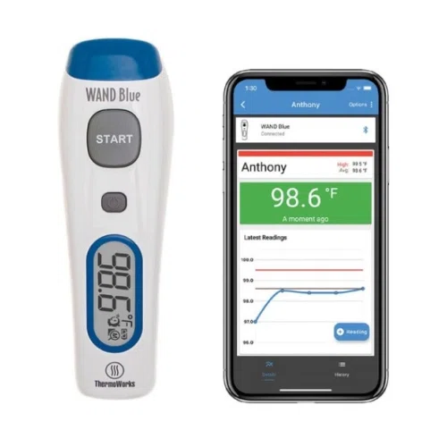 Thermoworks Wand Blue No Touch Bluetooth Enabled Forehead Thermometer 