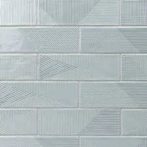 TileBar Enigma Ash Blue 2x8 Polished Textured Ceramic Wall Tile