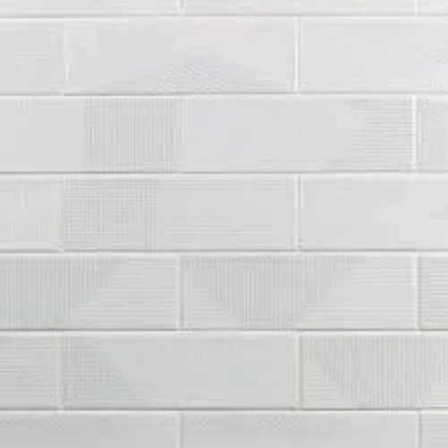 TileBar Enigma White 2x8 Polished Textured Ceramic Wall Tile