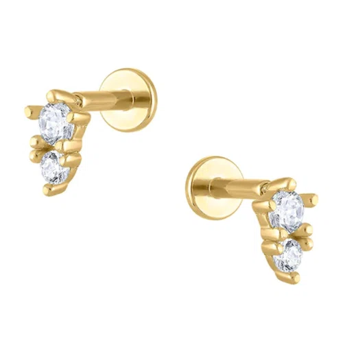 Trendolla Double Zircon Sleeper Earrings