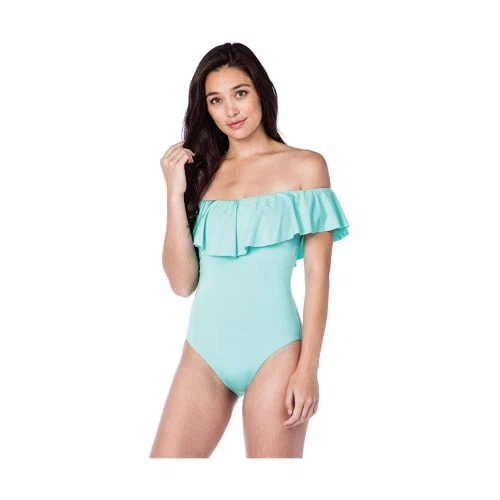 Trina Turk Off Shoulder Ruffle One Piece Swimsuit