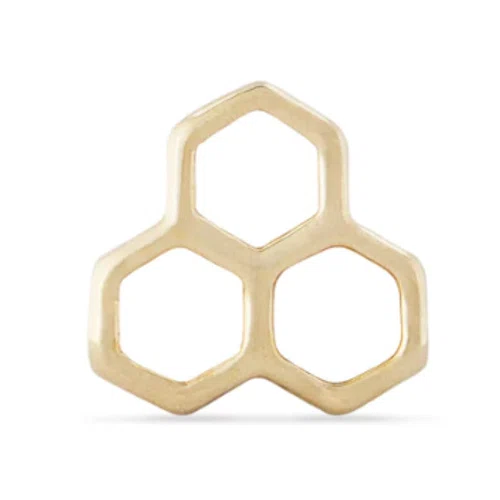 Valensole 19G Mel Honeycomb Solid Gold Flat Back Stud