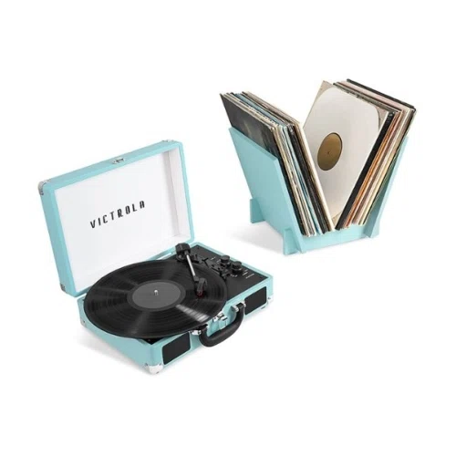 Victrola Journey+ Bluetooth Suitcase Record Player with Matching Record Stand