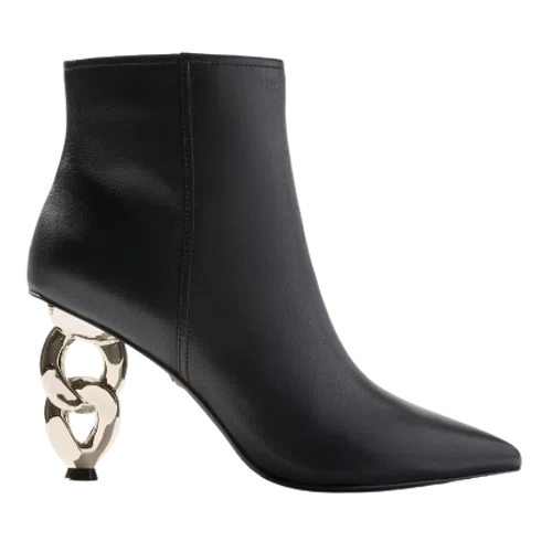 WHBM Leather Chain Heeled Bootie