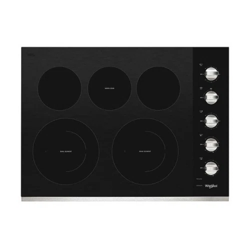 Whirlpool 30-inch Electric Ceramic Glass Cooktop with Two Dual Radiant Elements