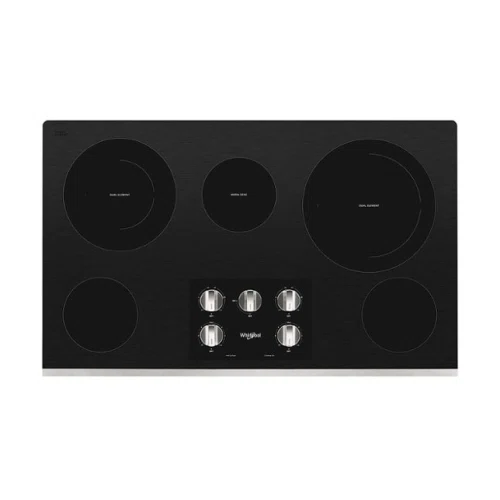 Whirlpool 36-inch Electric Ceramic Glass Cooktop with Two Dual Radiant Elements