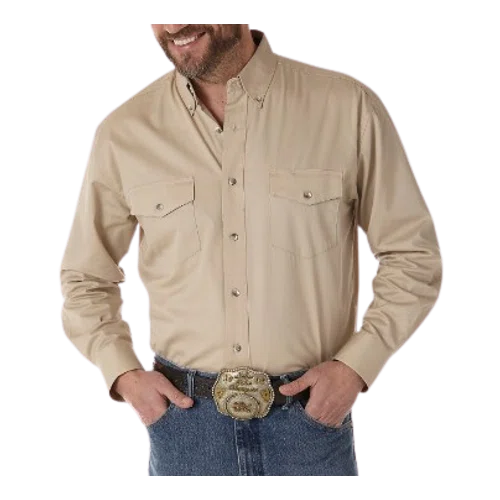 Wrangler Painted Desert Long Sleeve Button Down Lightweight Solid Twill Shirt